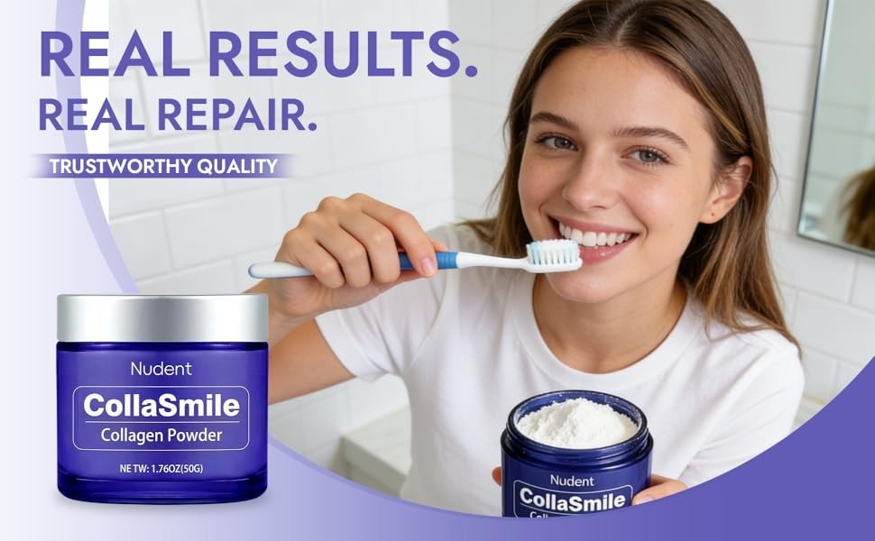 Nudent Collasmile Collagen Tooth Hydroxyapatite Enamel Toothpaste Powder 1.76 Oz