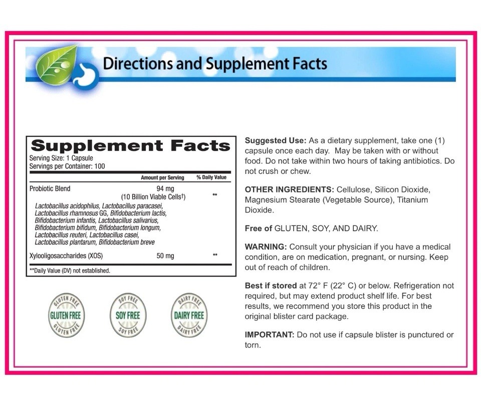 Trunature Advanced Digestive Probiotic (10 Billion cells) 100 Capsules EXP 2027