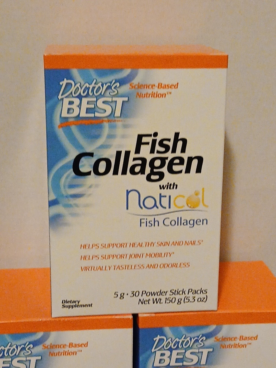 THREE Doctor’s Best Fish Collagen + Naticol 30 Powder Sticks Each Pack