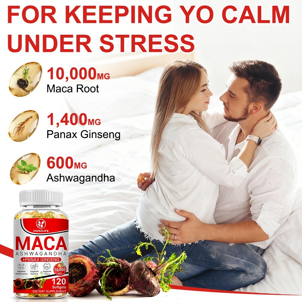Organic Maca Root + Panax Ginseng 10000mg, Peruvian Maca Extract for Men & Women