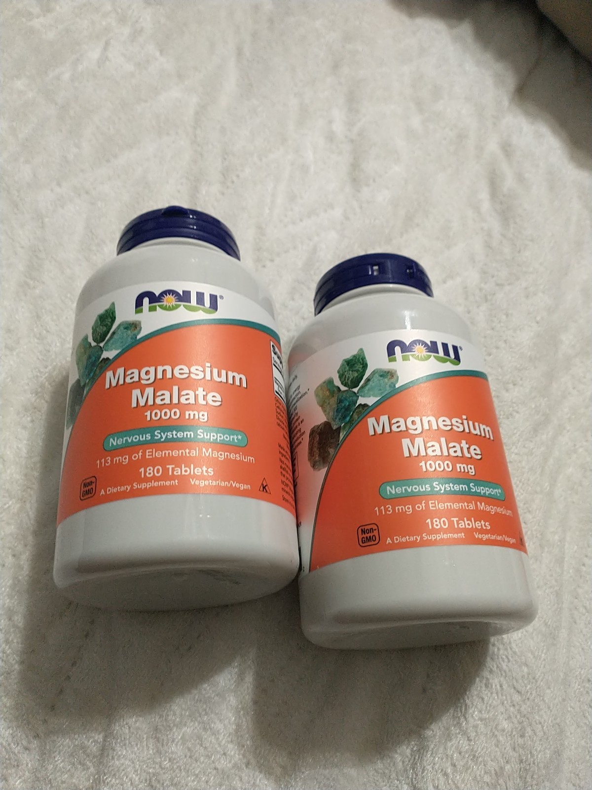 2 NOW FOODS Magnesium Malate 1000 mg 180 Tablets Each Bottle exp 08/2029