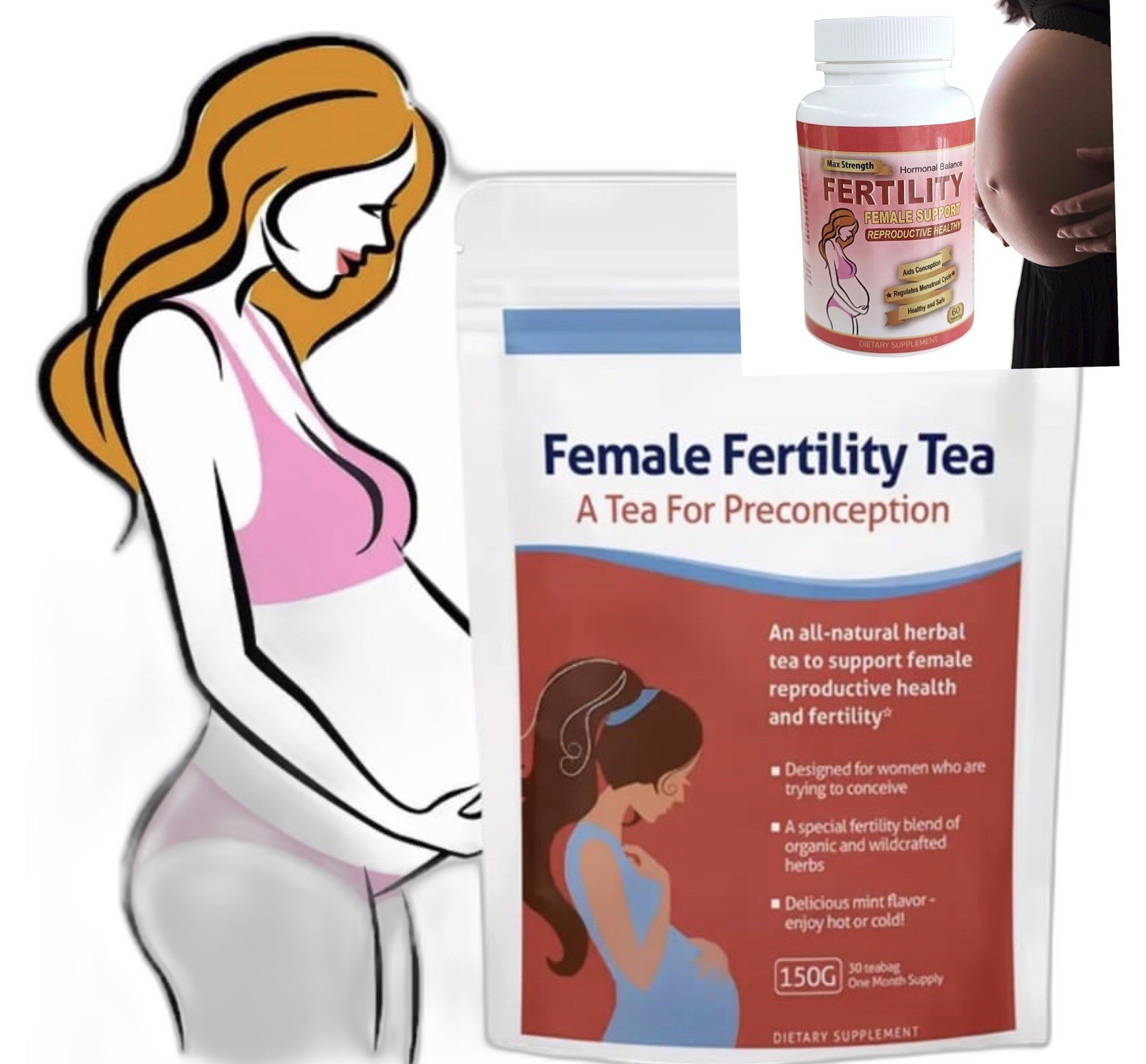 Wins Town Fertility Tablet for Women 1. Fertility Tea with 1 Prenatal Vitamins