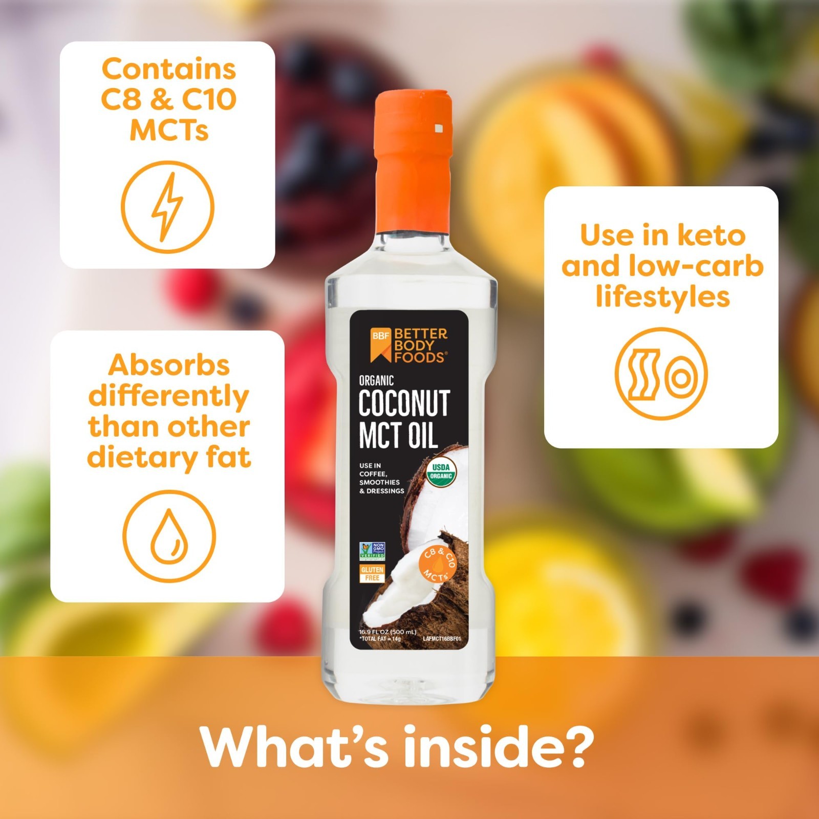 Organic Coconut MCT Oil – Keto-Friendly Energy Boost – C8 & C10 – Gluten Free –