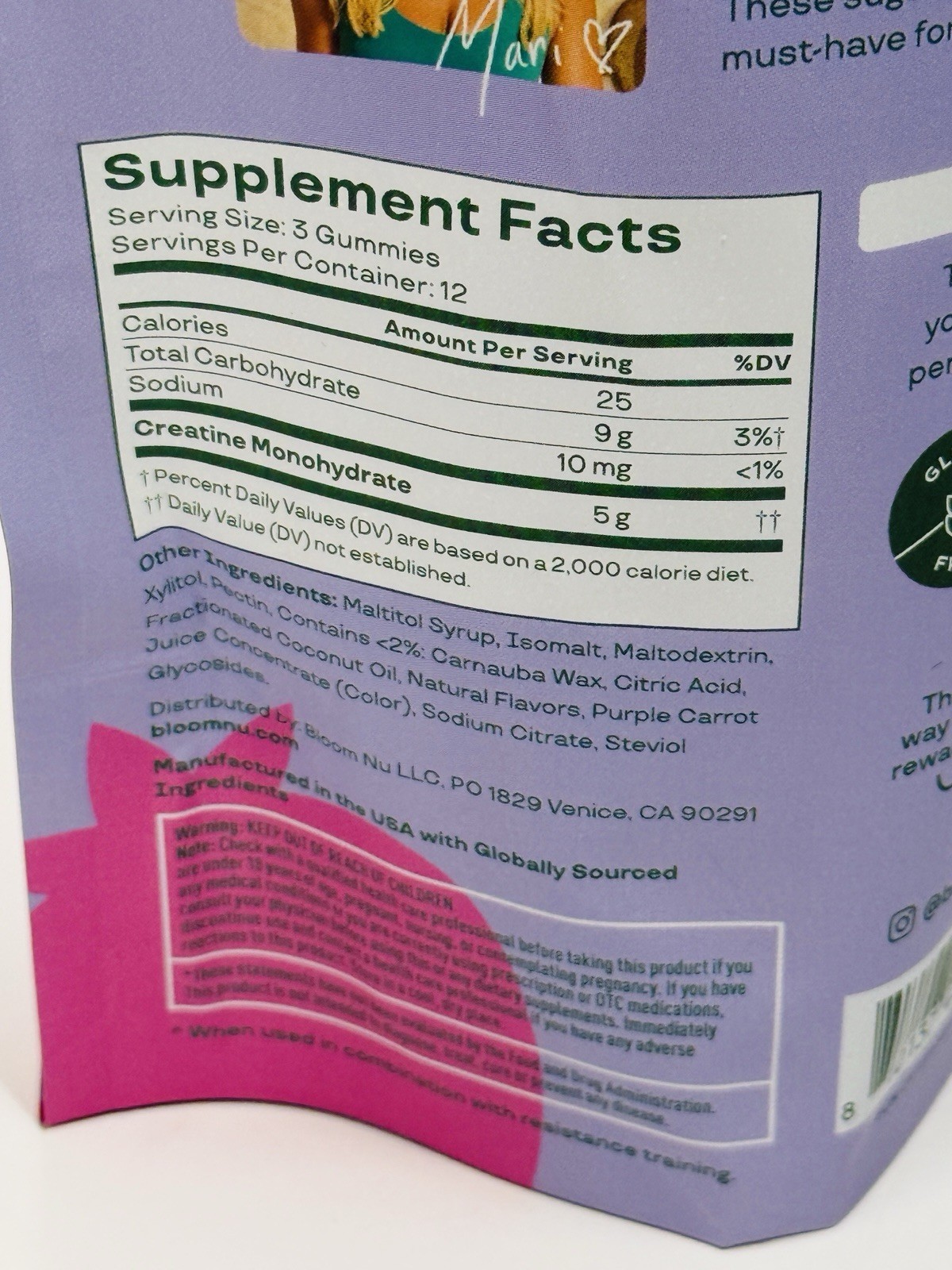 Bloom Nutrition Creatine Gummies Berry Boost 36ct Vegan Non GMO Gluten Free 4/27