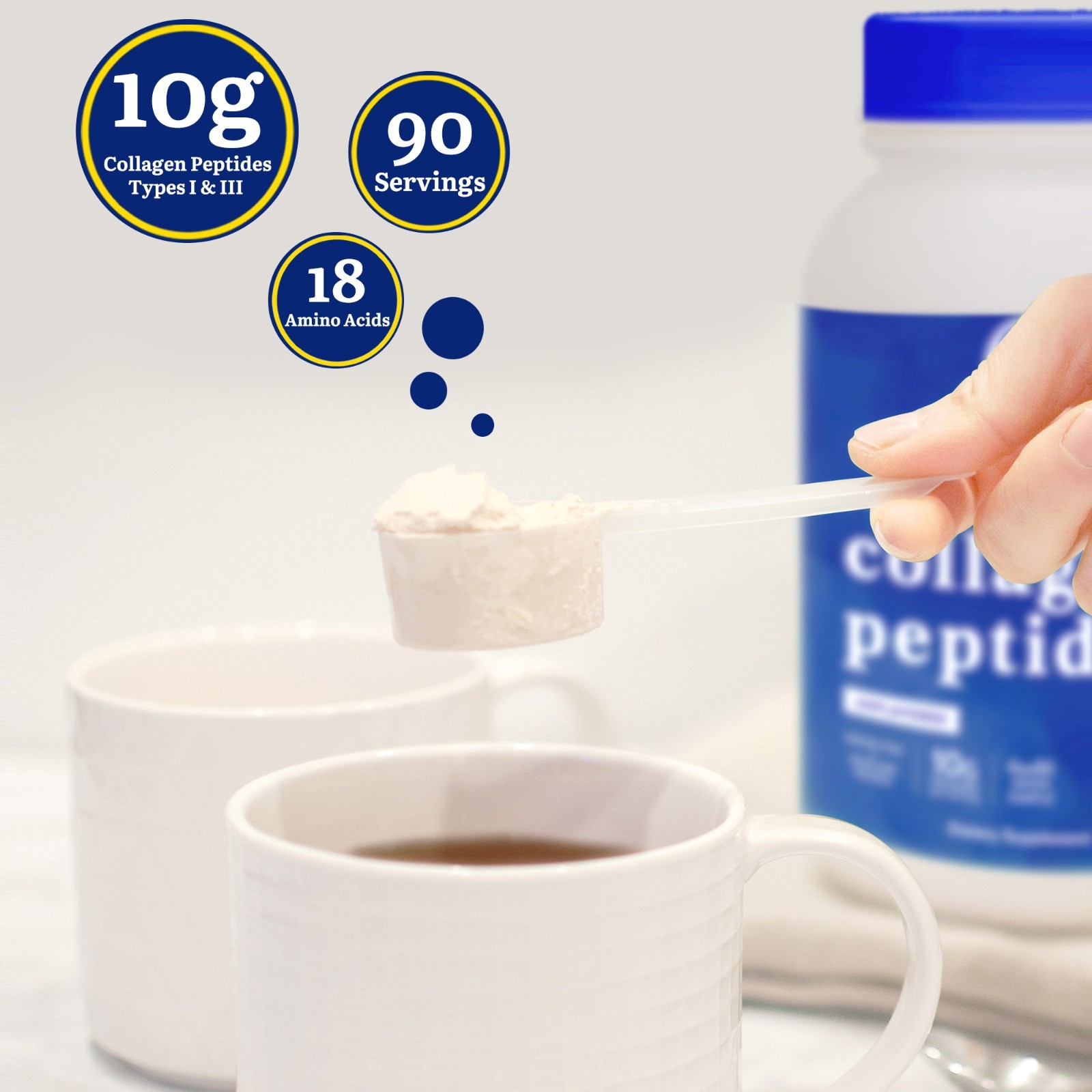 Collagen Peptides Powder Hydrolyzed Protein Unflavored Supplement 2lb-Type 1&3
