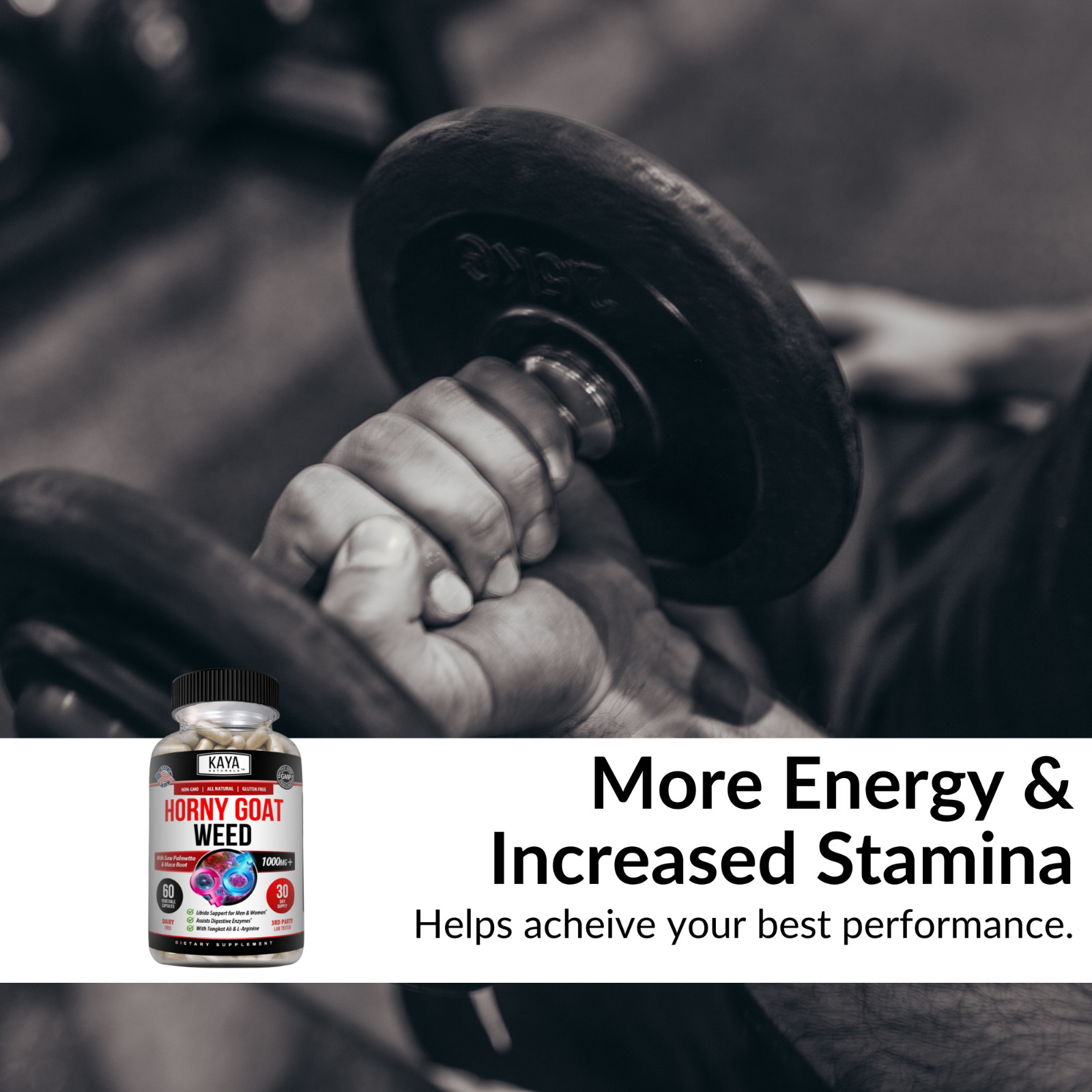 Horny Goat Weed for Men & Women-with Maca, Saw Palmetto, Ginseng, L-Arginine