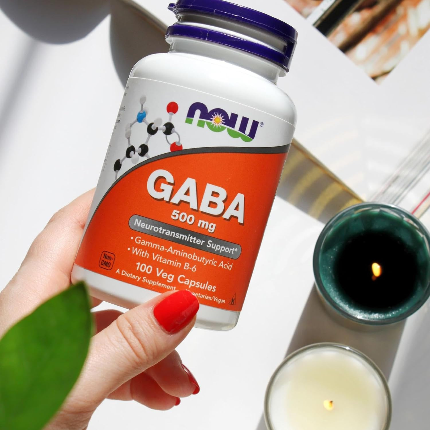 Supplements, GABA (Gamma-Aminobutyric Acid) 500 Mg + B-6, Natural Neurotransm…