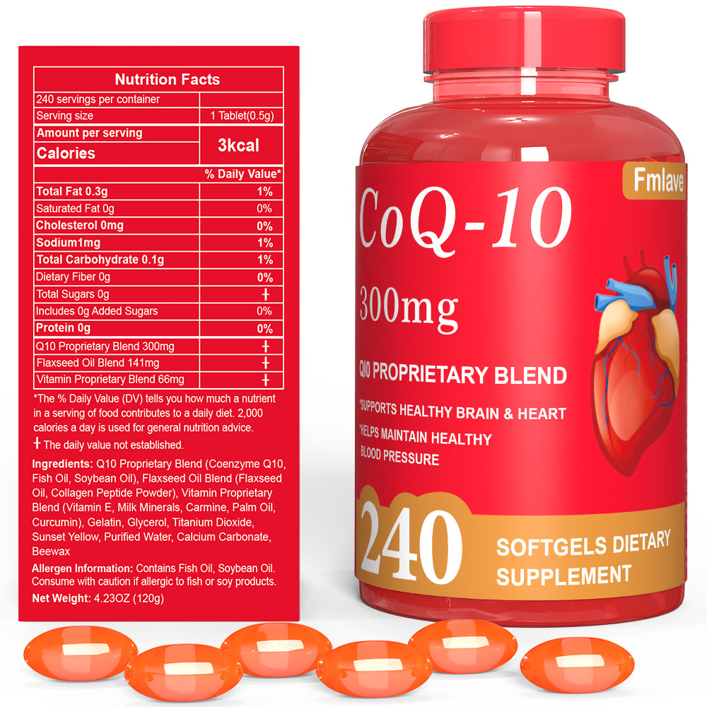 CoQ-10 300mg 240 Softgels Coq10 Co Q10 Coenzyme Heart Support NON GMO Free Ship