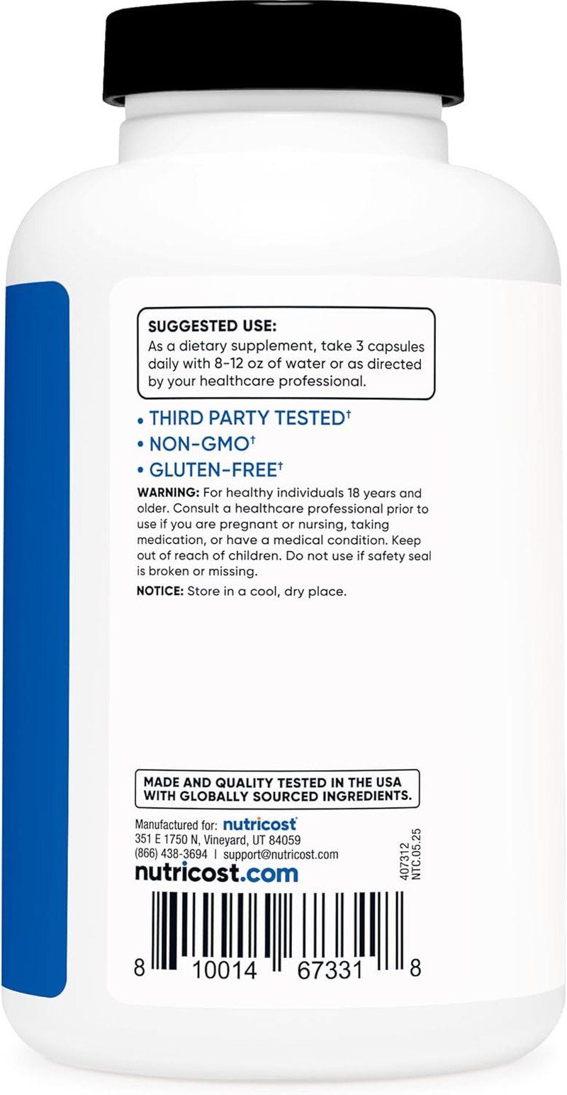 Nutricost Nitric Oxide Booster 2250mg Unflavored Supplement 180 Capsules