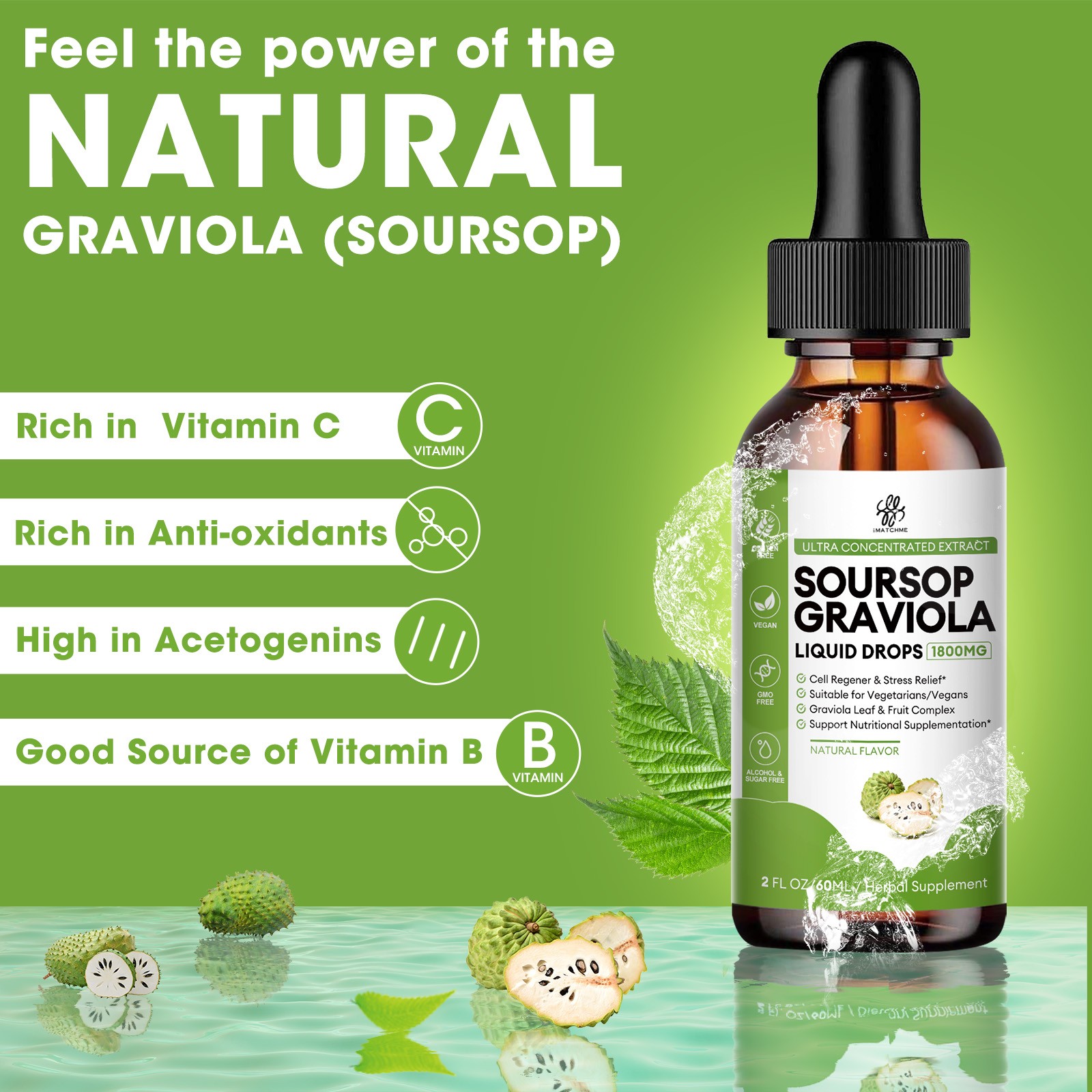 Soursop Bitters Liquid Drops with Sea Moss,,turmeric, Black Pepper 1Oz