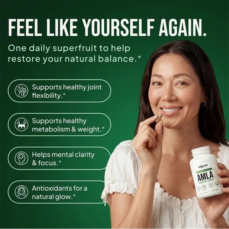 3X Alevia Organic Amla Capsules 1000mg Indian Gooseberry Antioxidant Supple 60c