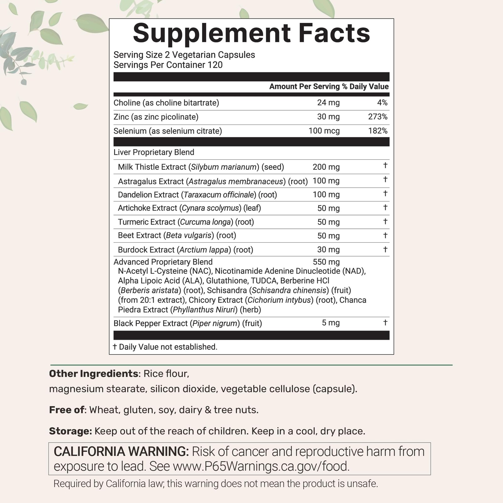 Advanced Liver Support 240 Caps 20-in-1 Complex w/ Milk Thistle & Dandelion Root