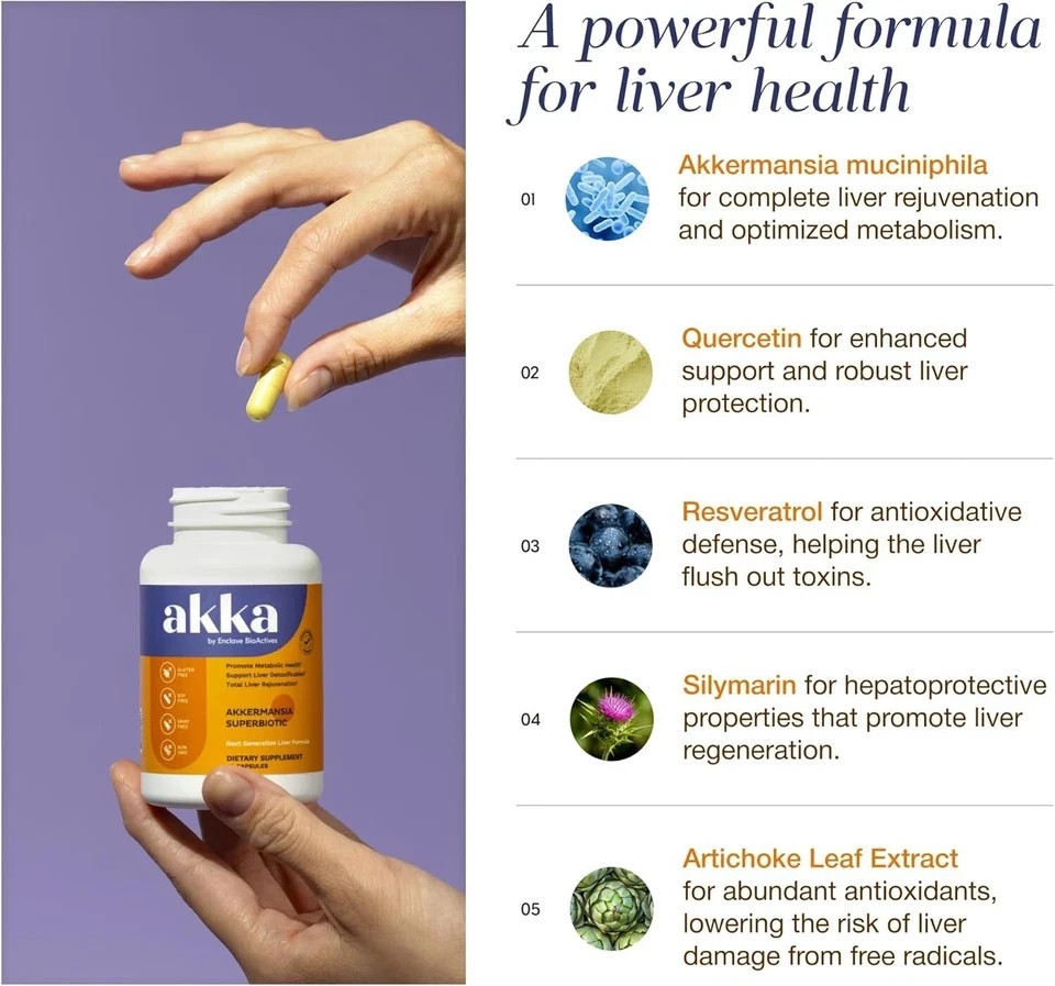 3Packs AKKA-Premium Liver Cleanse Detox & Repair Superbiotic,Gut Health 180 Caps