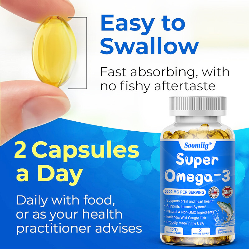 Omega 3 Fish Oil 5500mg 30/60/120Capsules; EPA/DHA Support Heart, Brain, Eyes