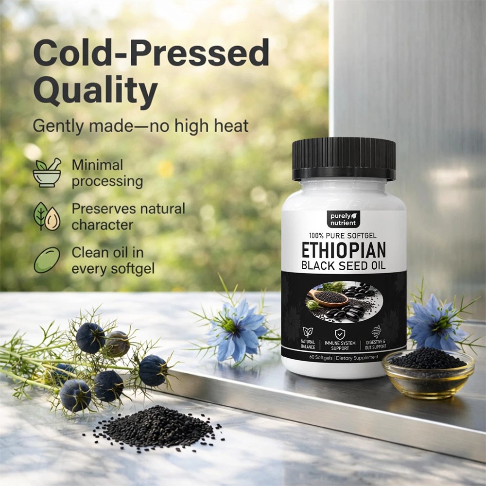 5x Ethiopian Black Seed Oil Softgels |4.64%Thymoquinone |Gluten-Free,60 capsules