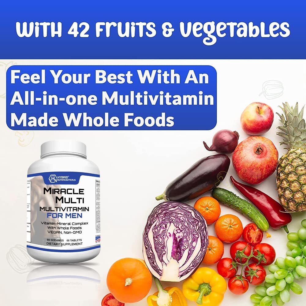 MultiVitamin MultiMineral for Men, Best Mens Vitamins with Probiotics Non-GMO