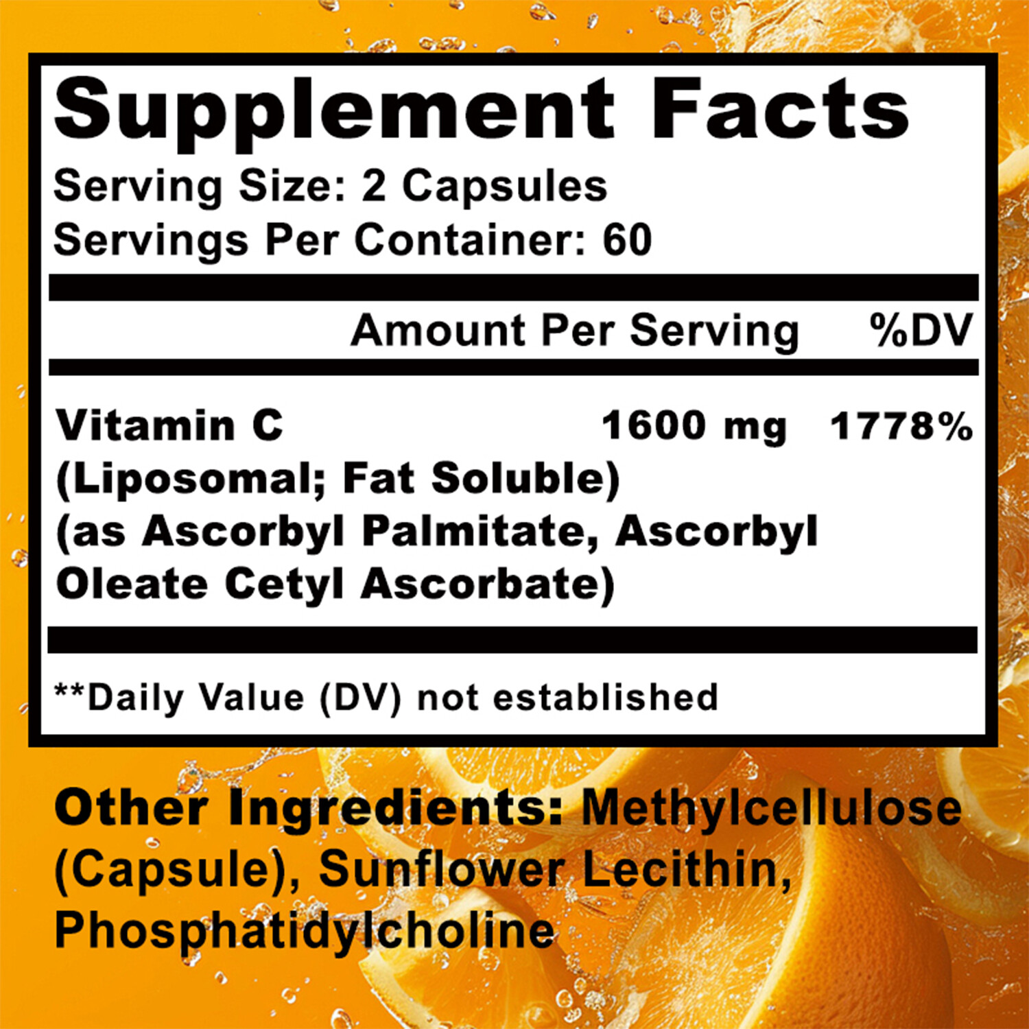 120pcs Liposomal Vitamin C 1600mg – High Absorption, Fat Soluble Vit Supplements