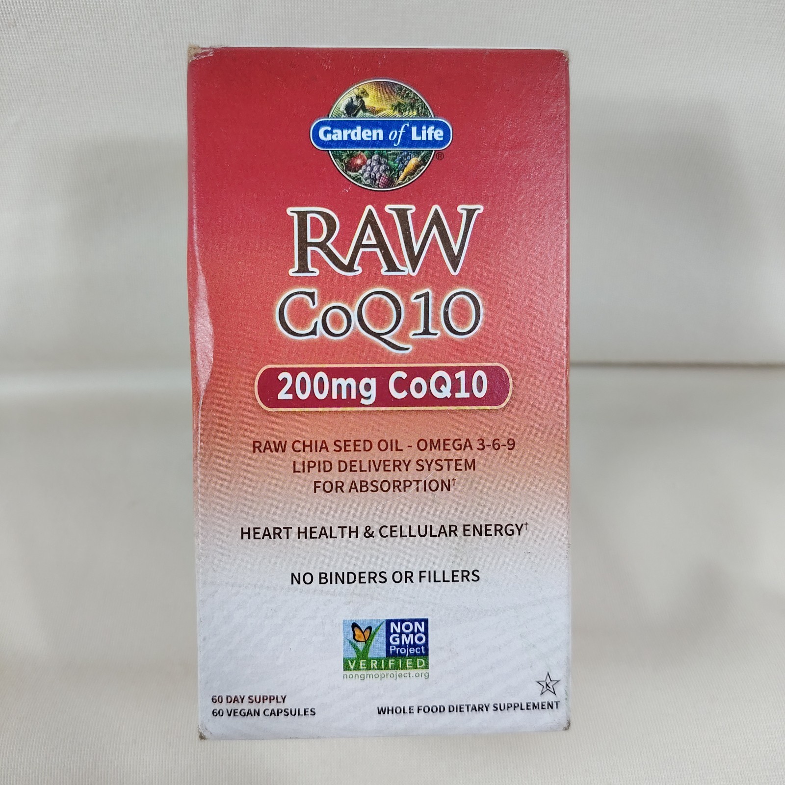 Garden of Life Raw CoQ10 200 mg 60 Vegan Capsules EXP:02/2027