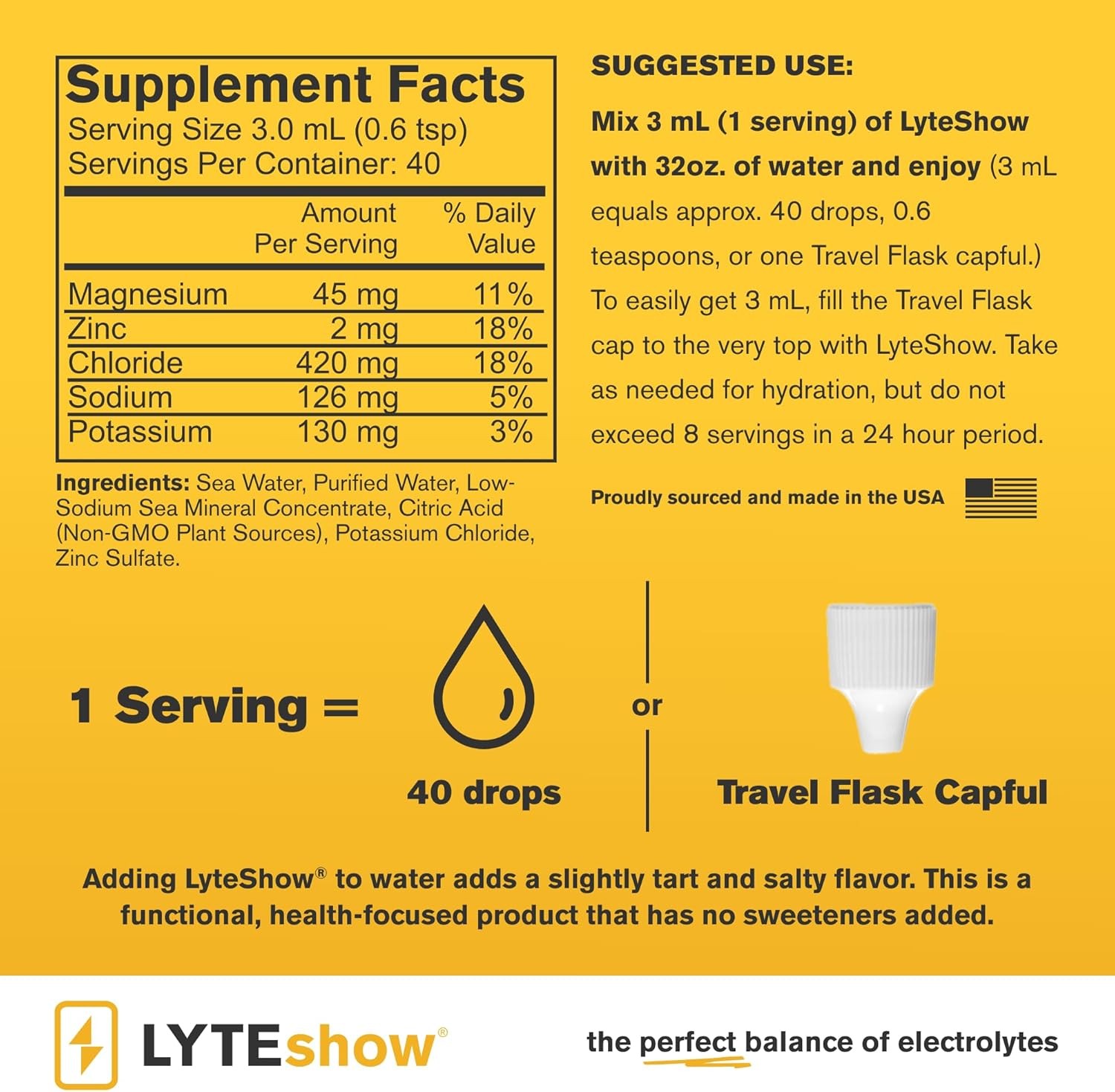 LyteShow Sugar-Free Electrolyte Supplement for Hydration and Immune Support – 40