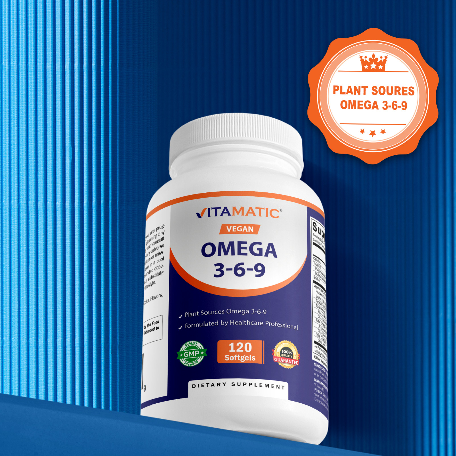 Vitamatic Vegan Omega 3-6-9 Complex 1250mg – 120 Softgels