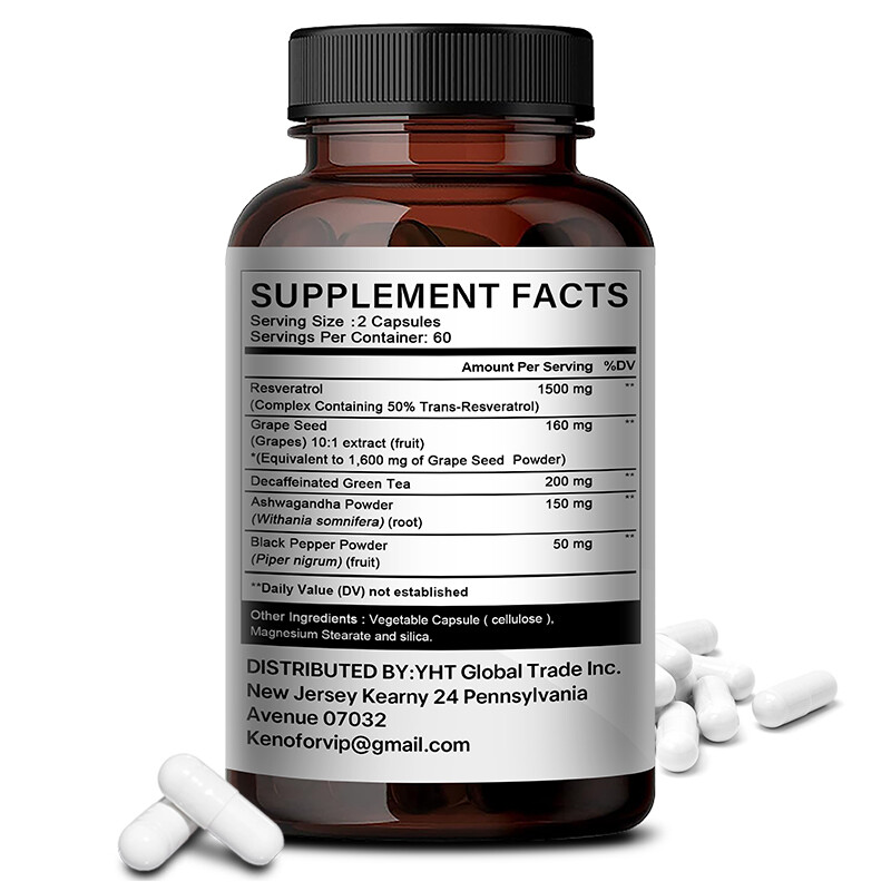 Resveratrol with Grape Seed-Supports Heart Health Anti-Aging DIETARY support USA