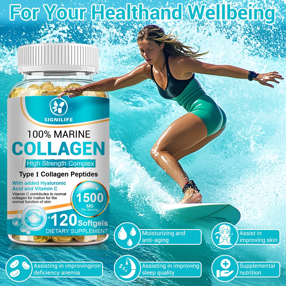 Marine Collagen Capsules 1300mg Hyaluronic Acid,Vitamin C,Skin Health Supplement