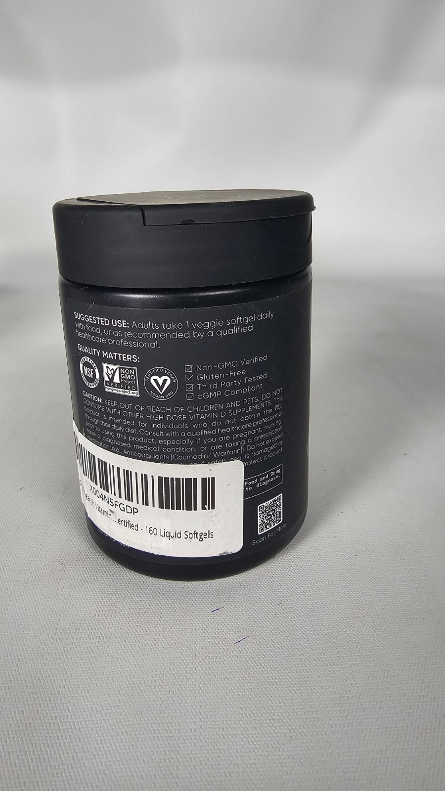 Plant Based D3 + K2, 5000 IU, 100 mcg As MK-7 | 160 Softgels Exp:06/2028