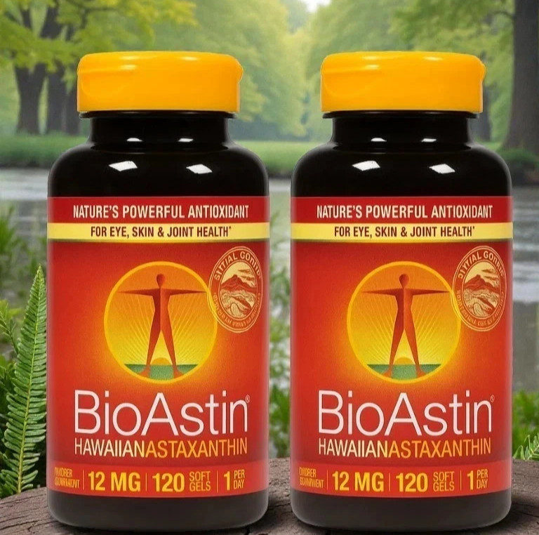 2 X BioAstin Hawaiian Astaxanthin 12 mg Supplement 120 Soft Gels – Exp 12/2027