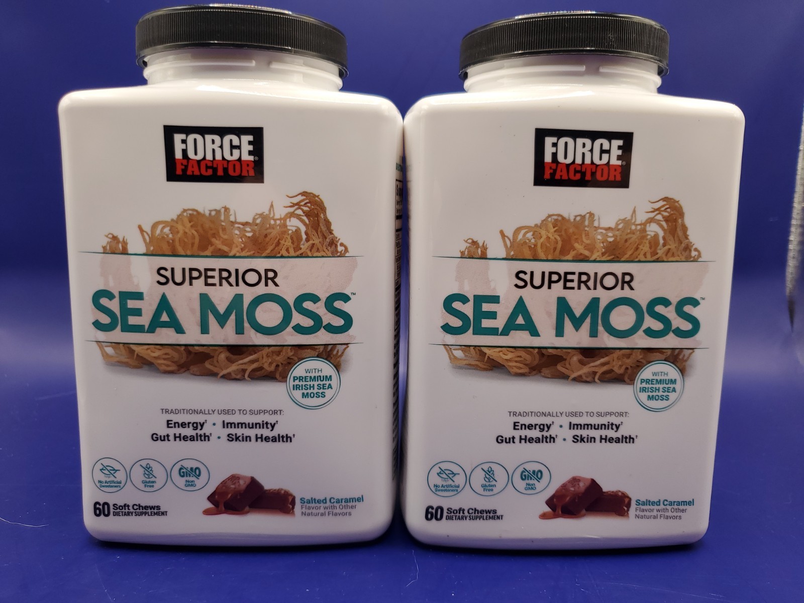 2 Pack Force Factor Sea Moss Soft Chews Salted Caramel 60ct Each Exp 07/2026
