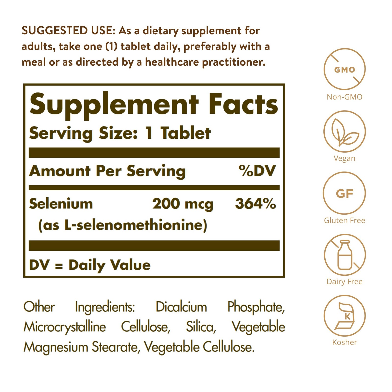 Solgar Yeast-Free Selenium 200 mcg, 250 Count (Pack of 1), Standard Packaging