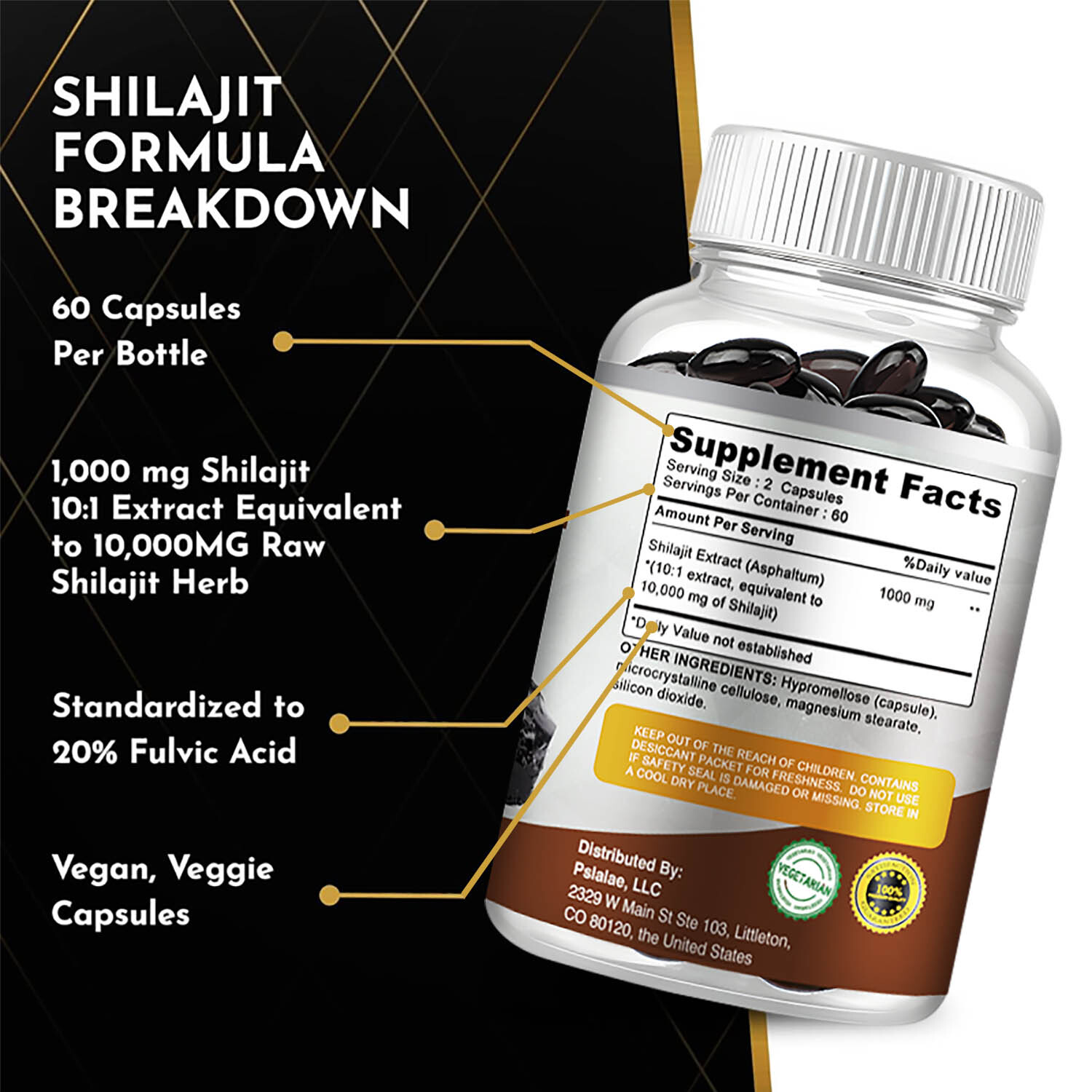 Pure Himalayan Shilajit 10000mg – Fulvic Acid – Stamina, Strength, Performance