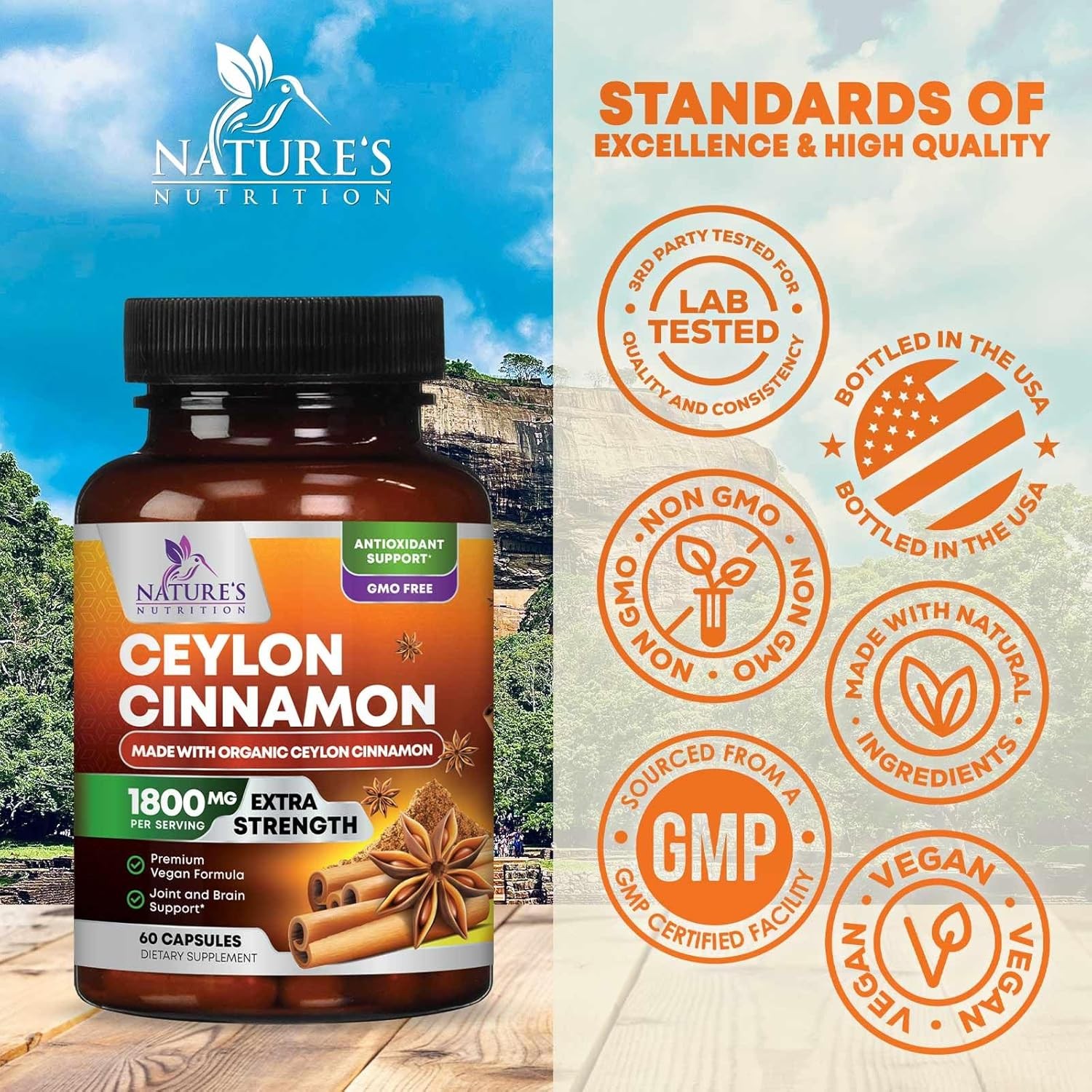 Organic Ceylon Cinnamon Supplement 1800Mg – Certified Organic Ceylon Cinnamon Po