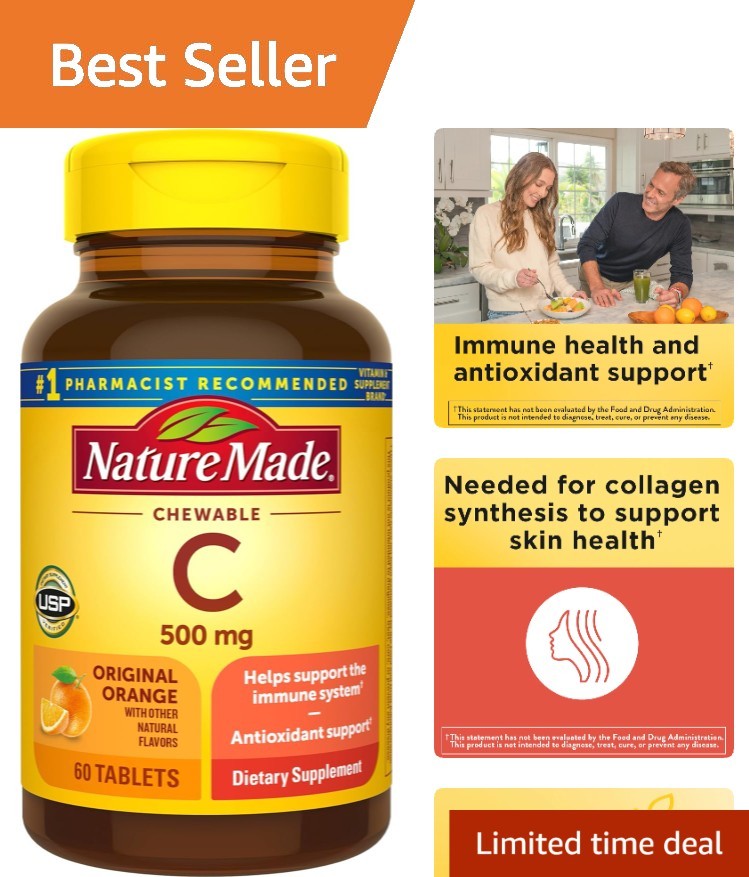 NatureMade Chewable Vitamin C 500mg — Immune Support & Antioxidant Power