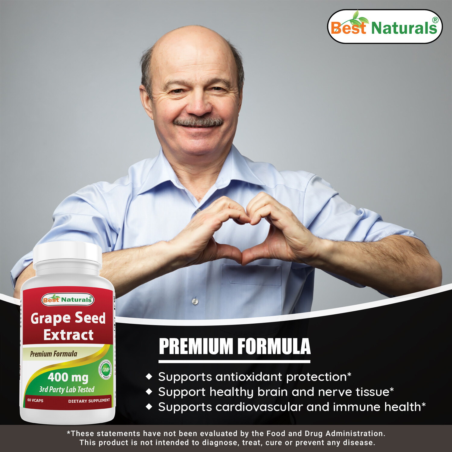 2 Pack Best Naturals, Grape Seed Extract 400 mg 60 Vcaps *Cardiovascular Health*