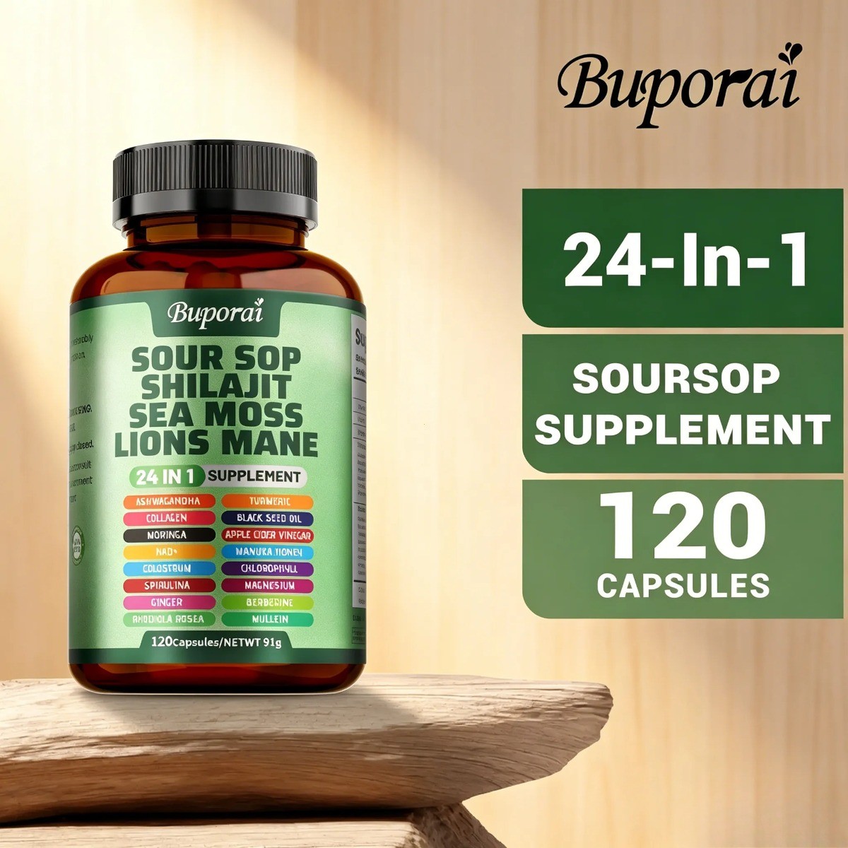 Soursop 24-in-1 Supplement ,Supports Skin, Joint & Bone Health, 120 Caps