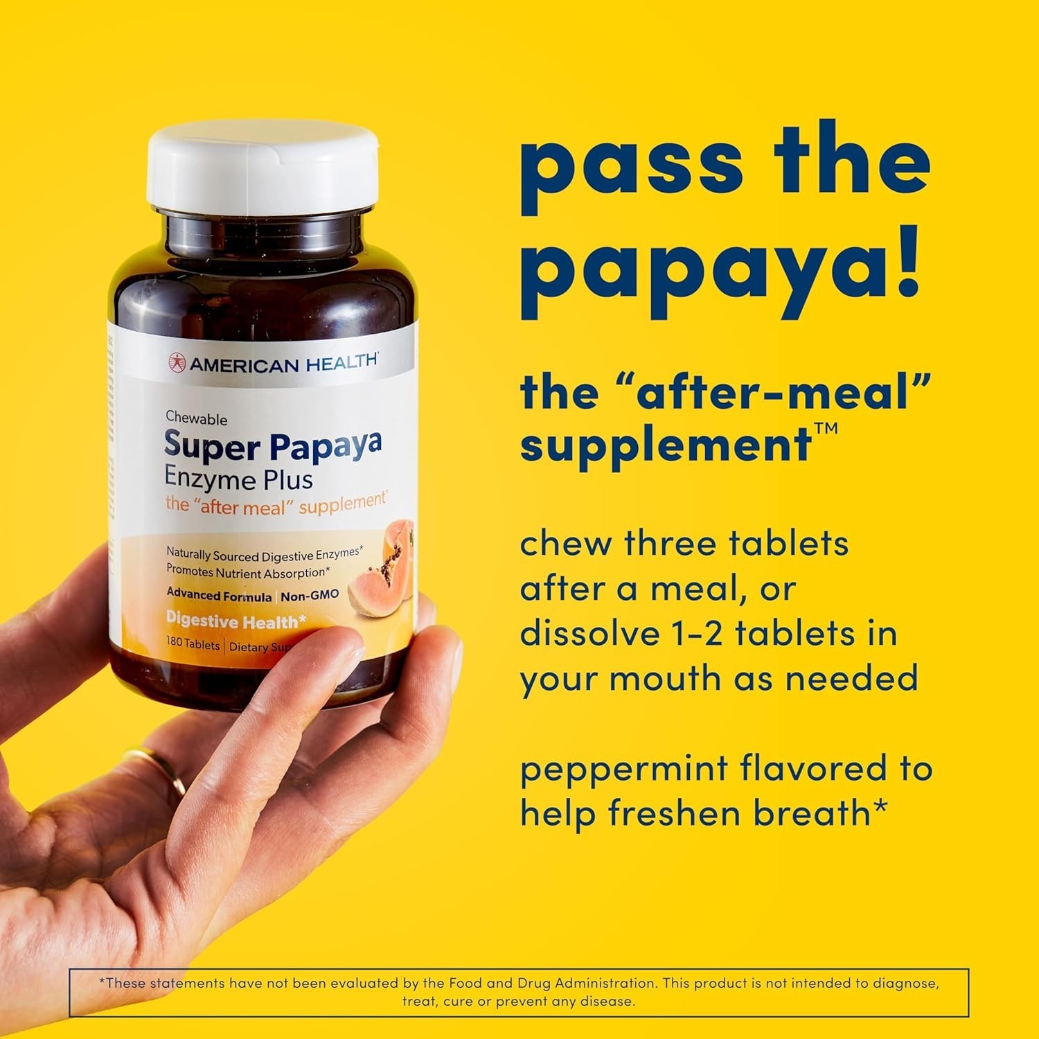 American Health Chewable Super Papaya Enzyme Plus 360 Tabs Each (Pack of 4)