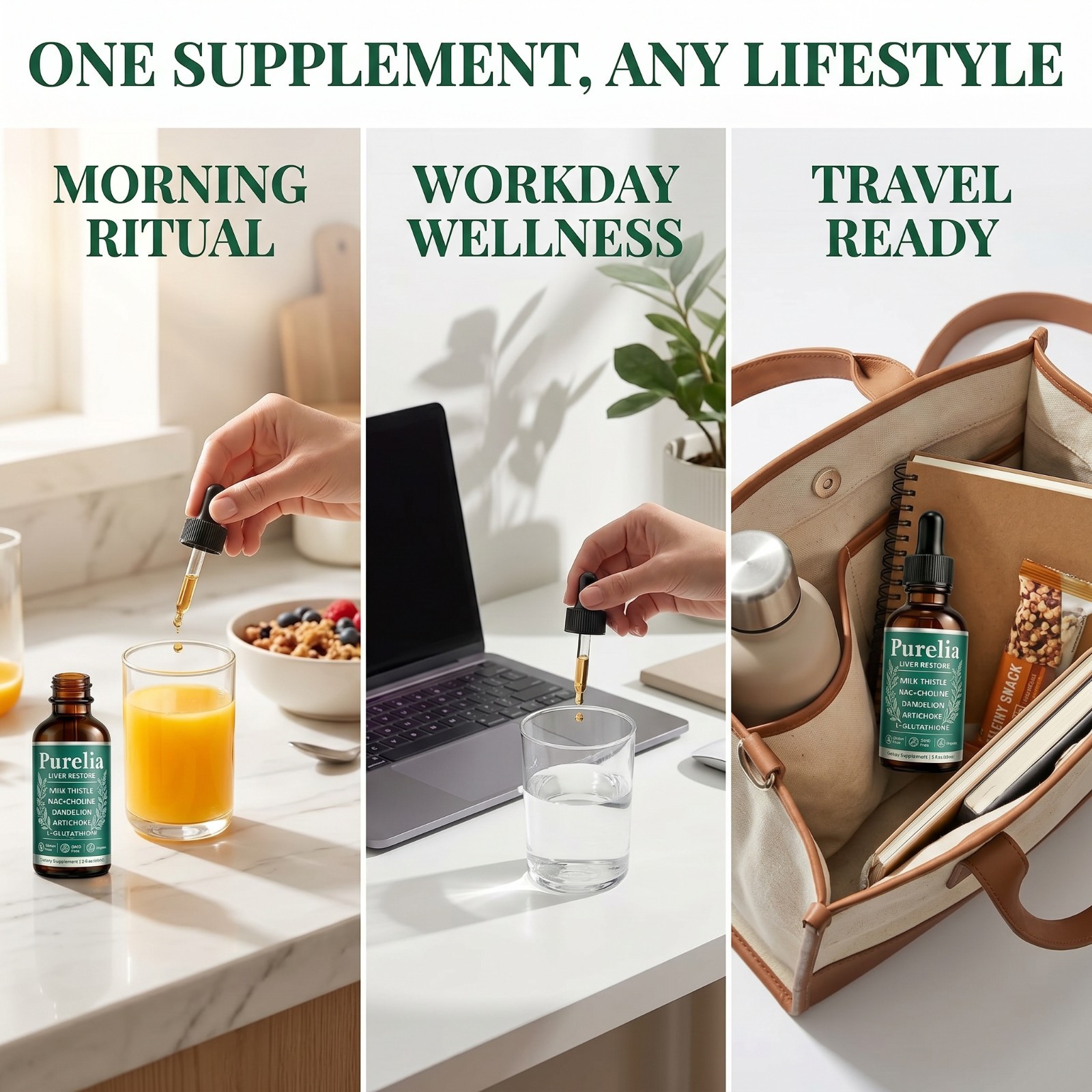 Purelia Liver Restore Complete Liver Support Drops, with Dandelion,Choline