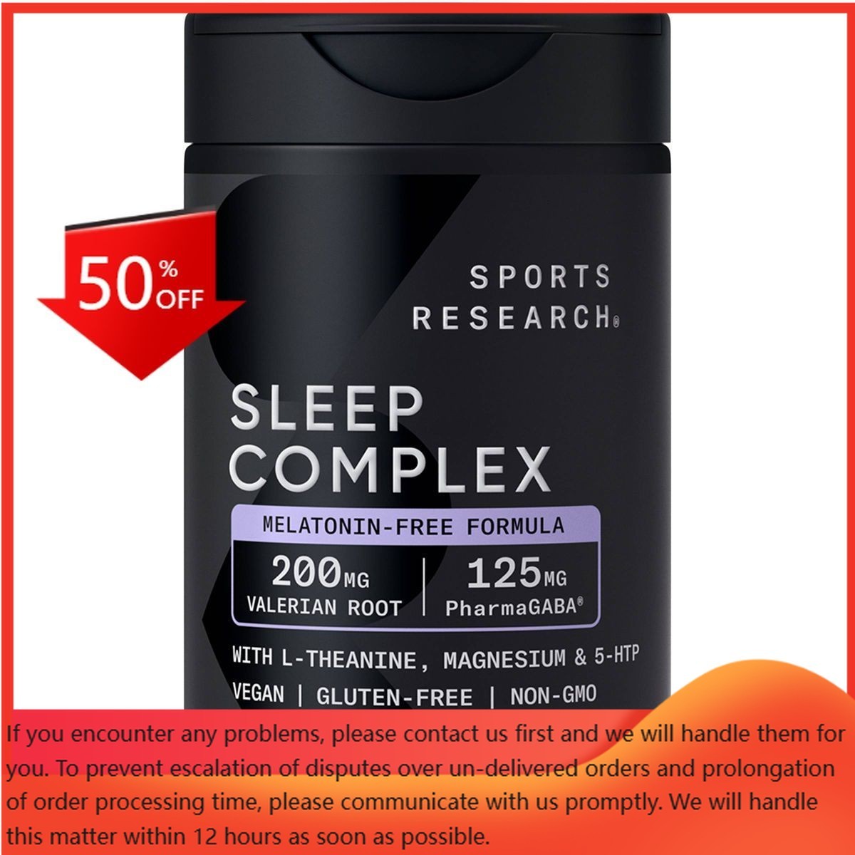 Sports Research Sleep Complex- Veggie Capsules – 58ct: Vegan, Gluten-Free