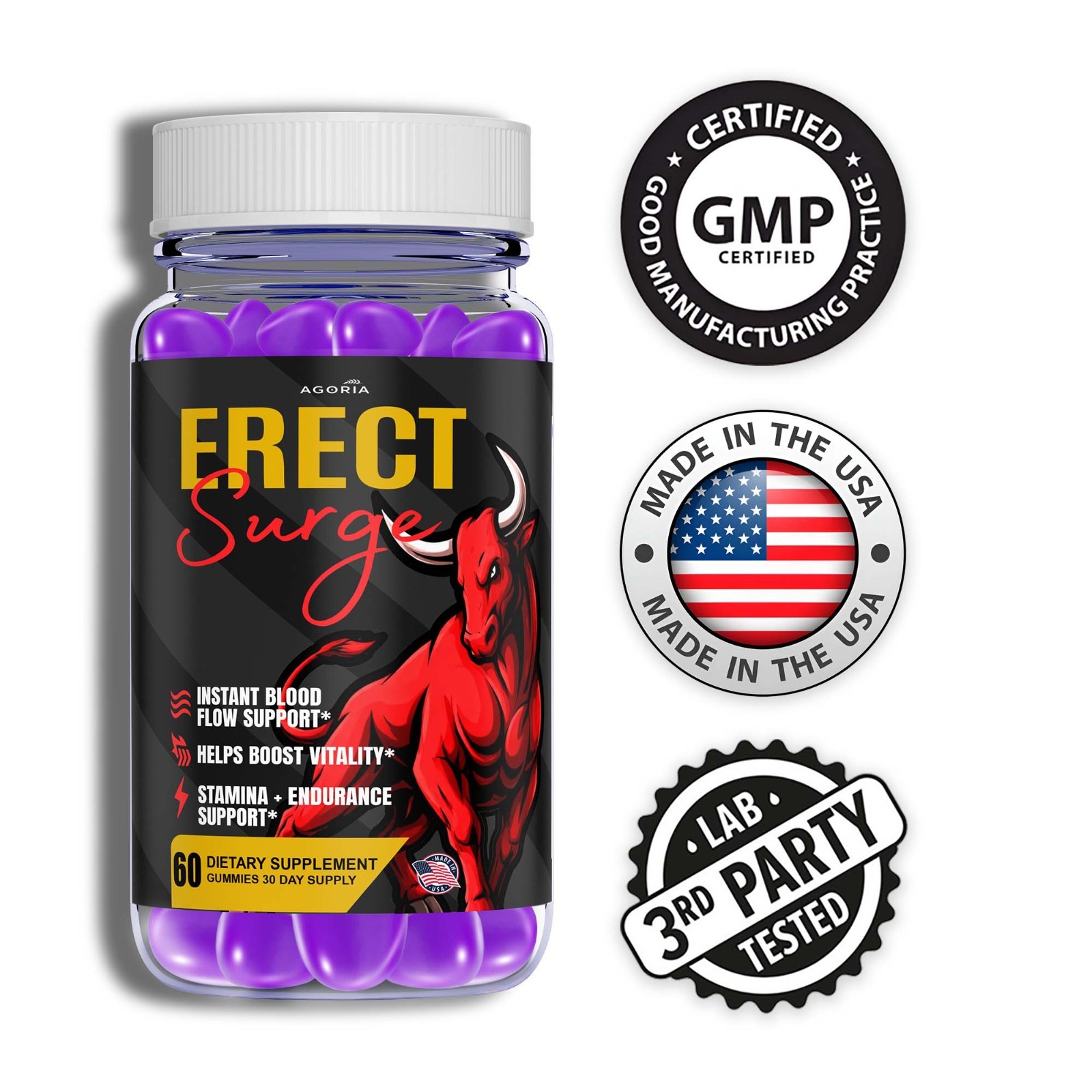 (1 Pack) Erect Surge Advanced Male Health Support Supplement, ErectSurge Gummies
