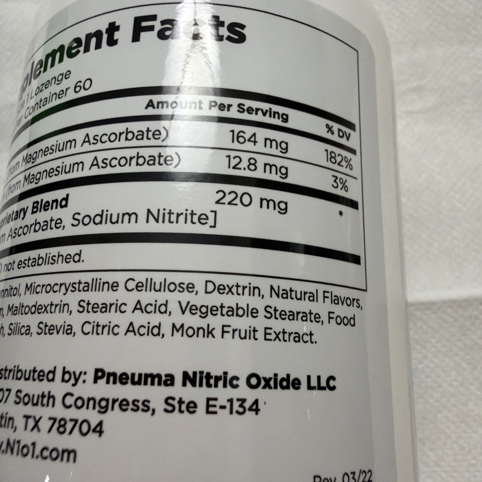 Nitric Oxide Lozenges, 53 Count, 26 Day Supply Supplement Make Offer.
