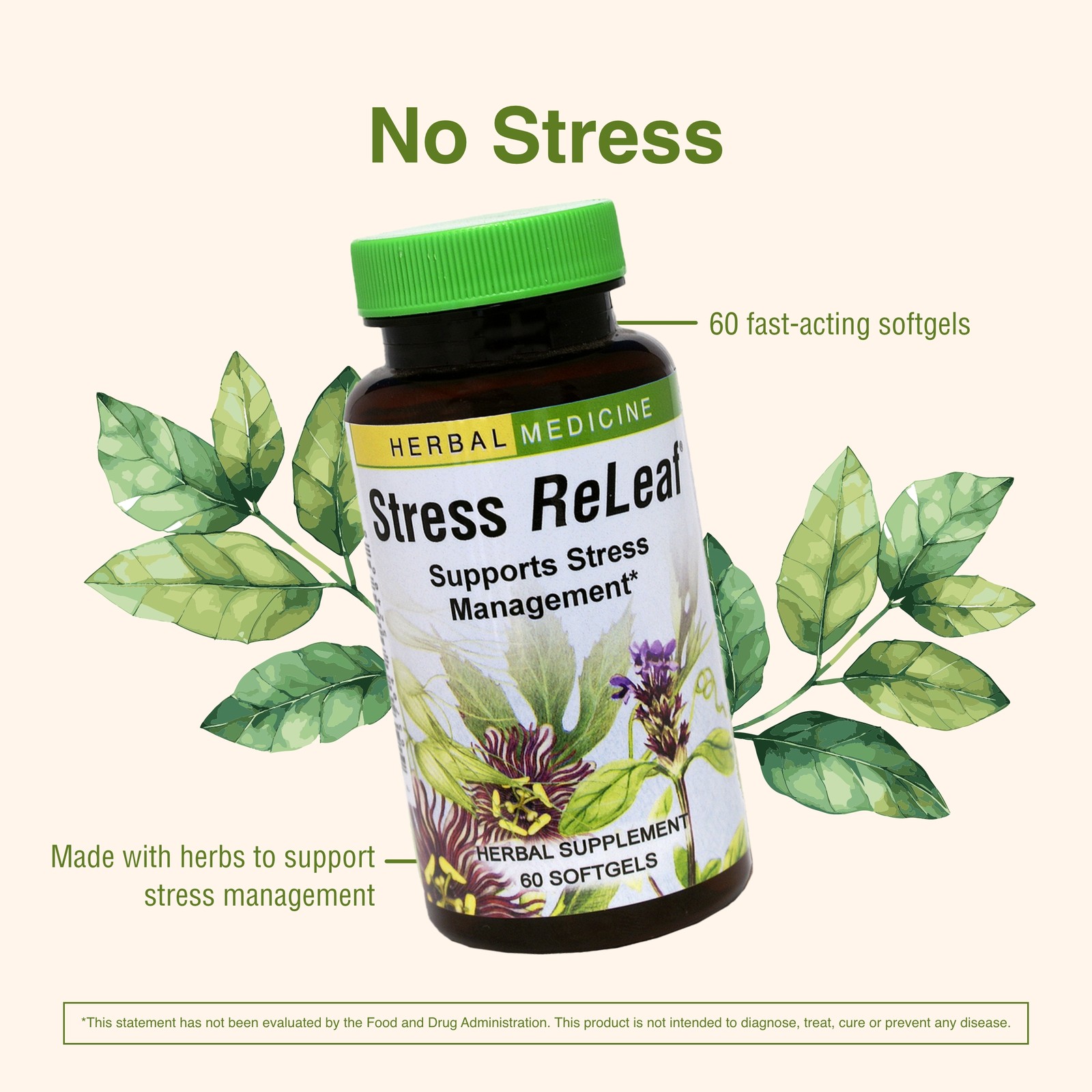 Herbs Etc. Stress ReLeaf 60 Count Softgels
