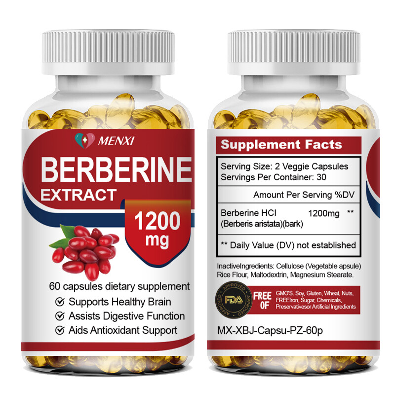 3 Packs 1200mg Berberine Capsules, Natural HCL Extract, Healthy Cholesterol Caps