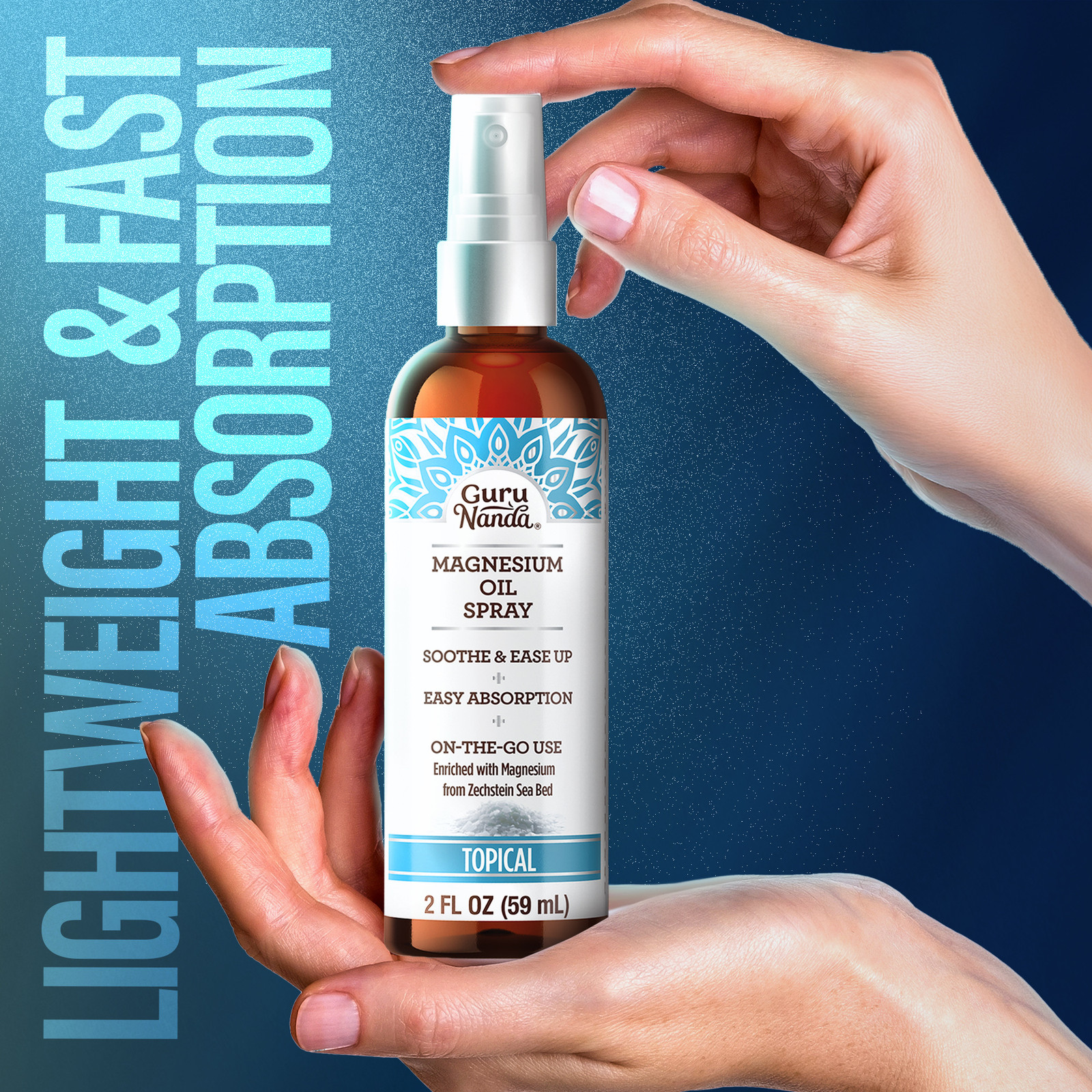 Magnesium Oil Spray for Muscle Relief & Soothing Aches – Quick Absorbing- 2Oz
