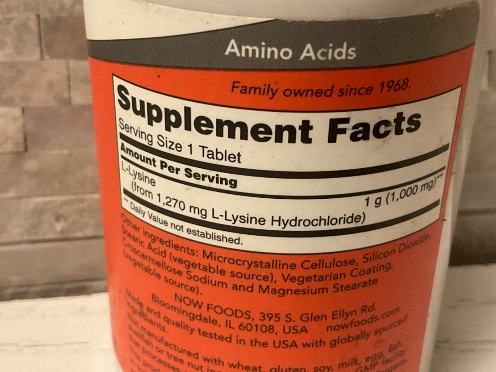 Now Foods L-Lysine 1000mg Collagen Synthesis Double Strength 100 Tabs 6/28