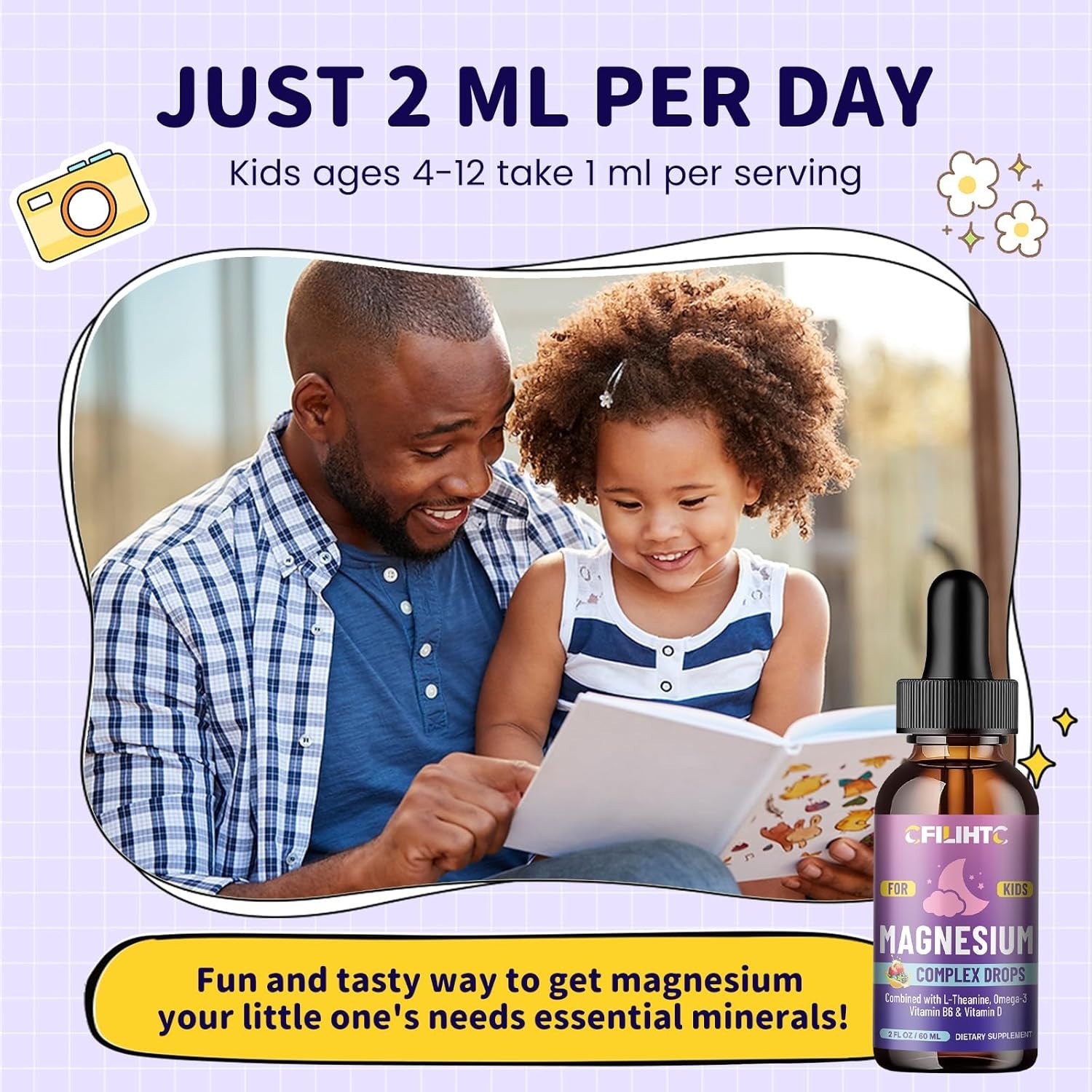 CFILIHTC Kids Magnesium Liquid Drops-Magnesium Glycinate Liquid for Kids Supplem