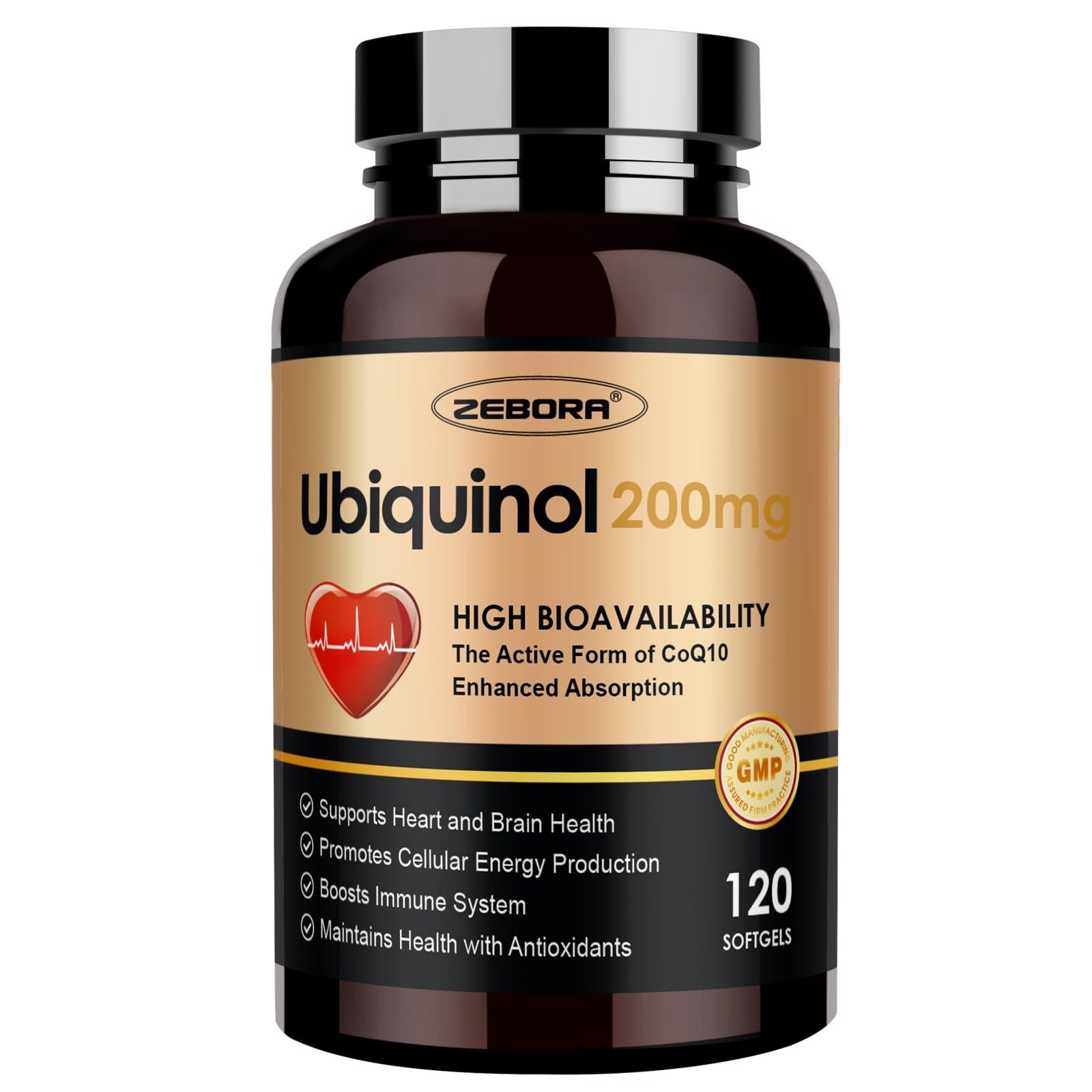 Ubiquinol CoQ10 200mg Softgels – 4-in-1 Antioxidant for Heart Health, Energy Boo