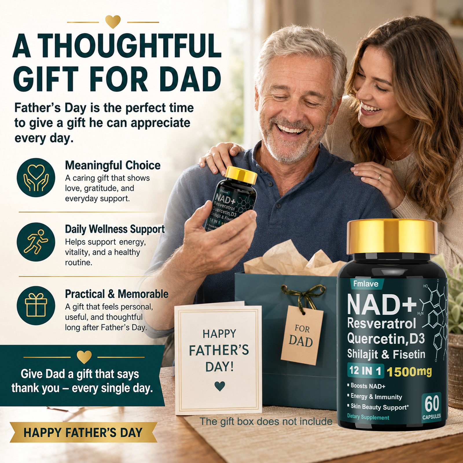 NAD+ Supplement for Anti-Aging Energy Focus & Nicotinamide Riboside Resveratrol