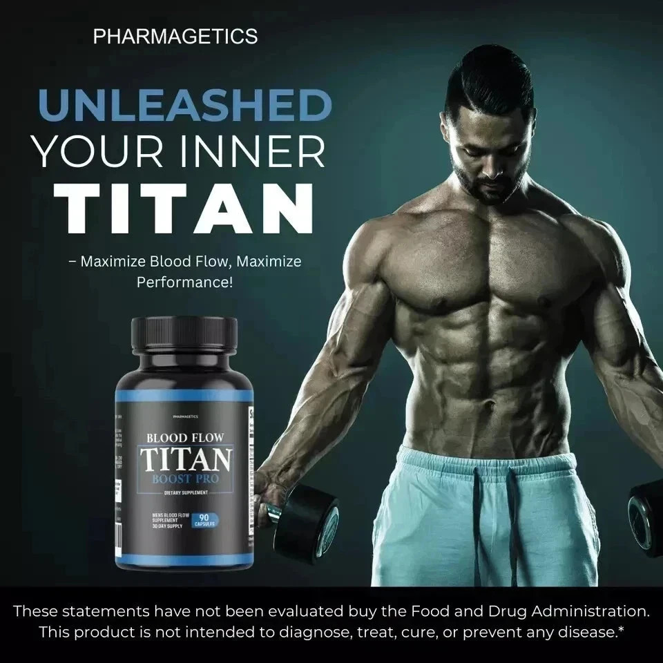 Blood Flow Titan Boost Pro Mens Blood Flow Supplement – 90 Capsules (Pack of 3).