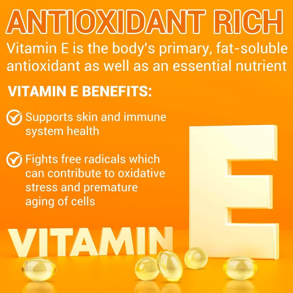 Vitamin E 1000IU Mixed Tocopherols Natural Antioxidant for Skin & Immune Support