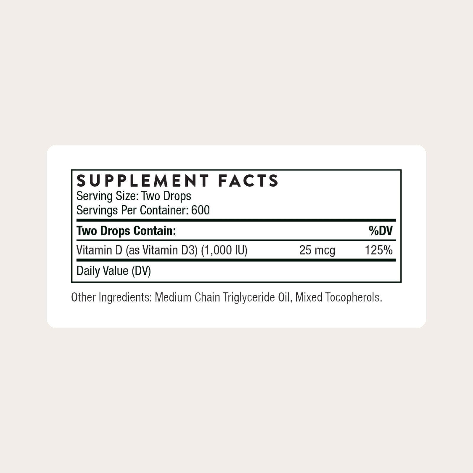 1 Oz THORNE Vitamin D Dietary Supplement